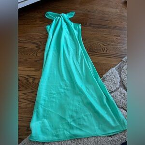 Bright green silk dress